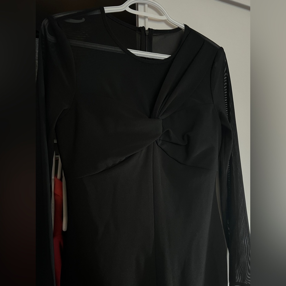 DKNY Black Long Sleeve Twist Dress - Picture 2 of 11